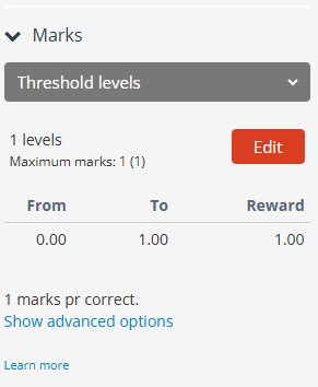 A screenshot of the threshold levels area with an orange edit button.